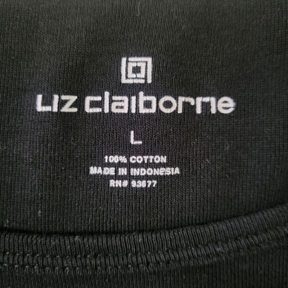 Liz Claiborne Black Cotton Crew Long Sleeve Pullover Top - Picture 4 of 14